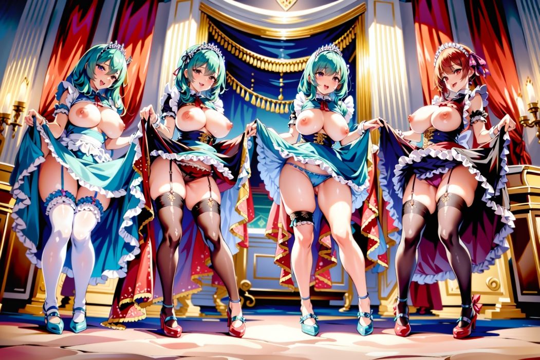 スカートたくし上げイラスト集 メイド4人編（drer）2