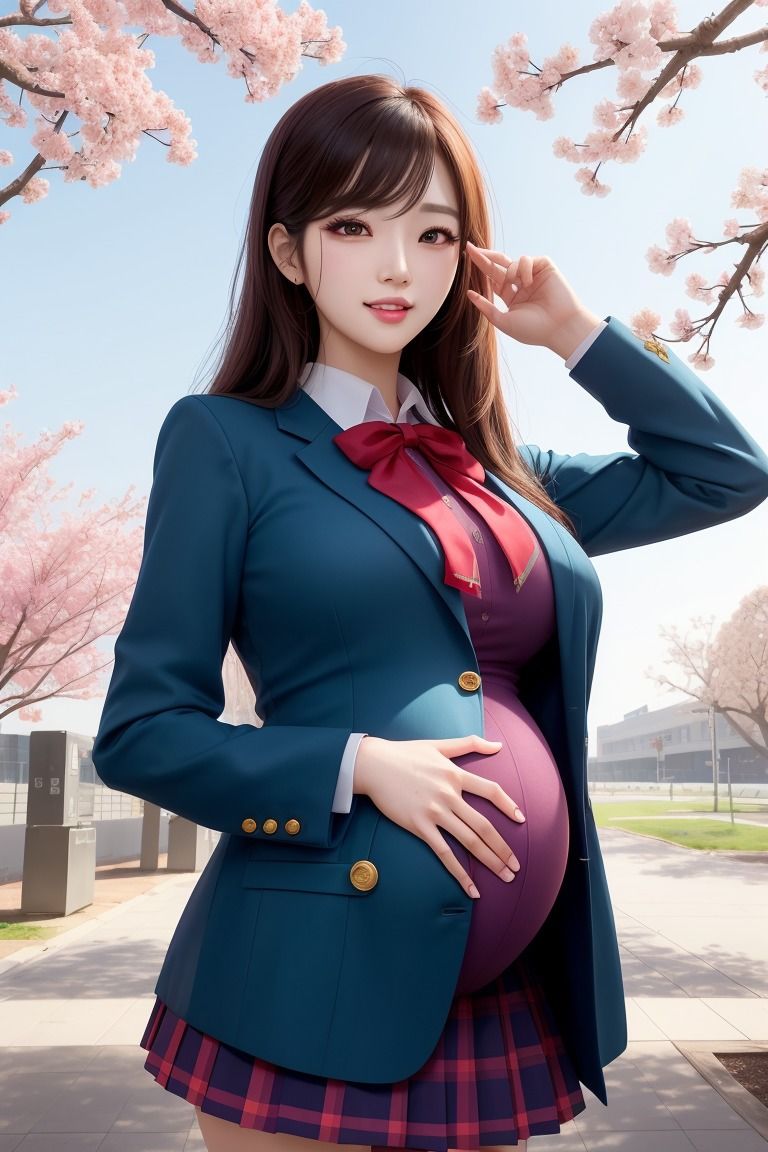 妊娠してる女子校生のイラスト集1