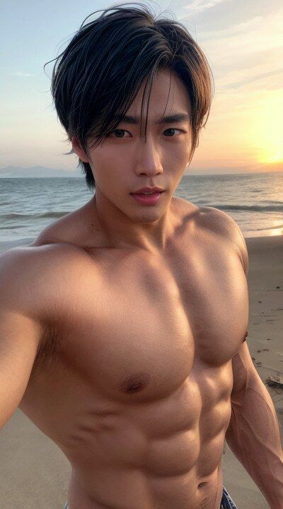 細マッチョ 海へ行く1
