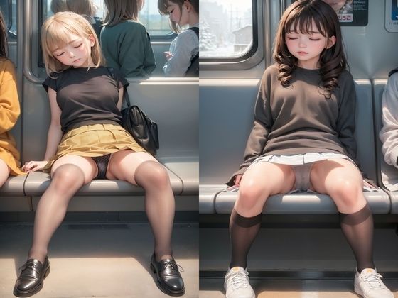 電車で寝てしまった少女のパンツを楽しむためのイラスト集