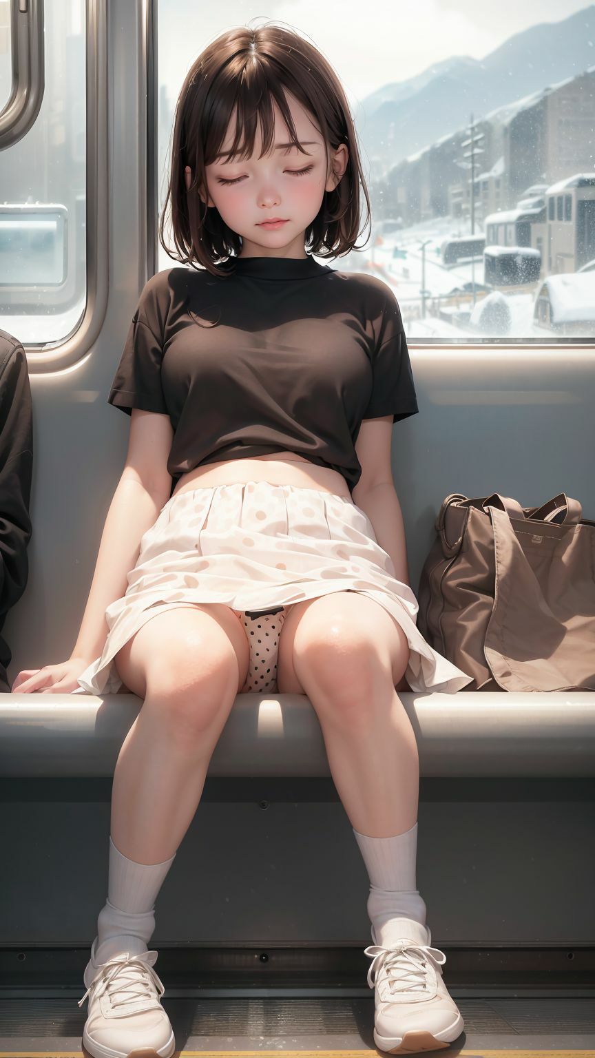 電車で寝てしまった少女のパンツを楽しむためのイラスト集3