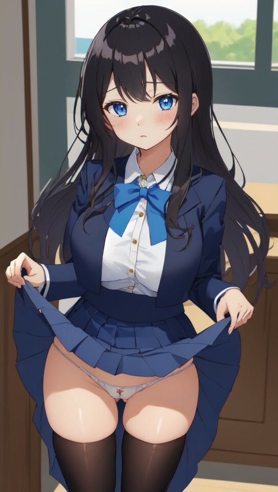 黒髪ロング巨乳制服美少女と正常位エッチ1