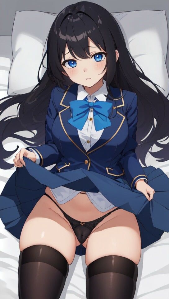 黒髪ロング巨乳制服美少女と正常位エッチ3