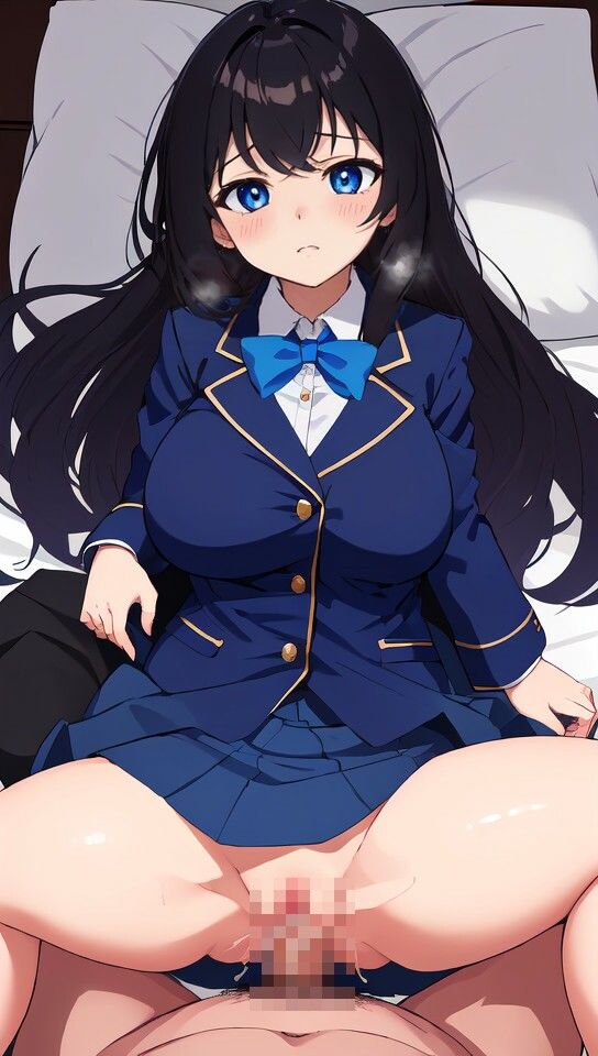 黒髪ロング巨乳制服美少女と正常位エッチ4