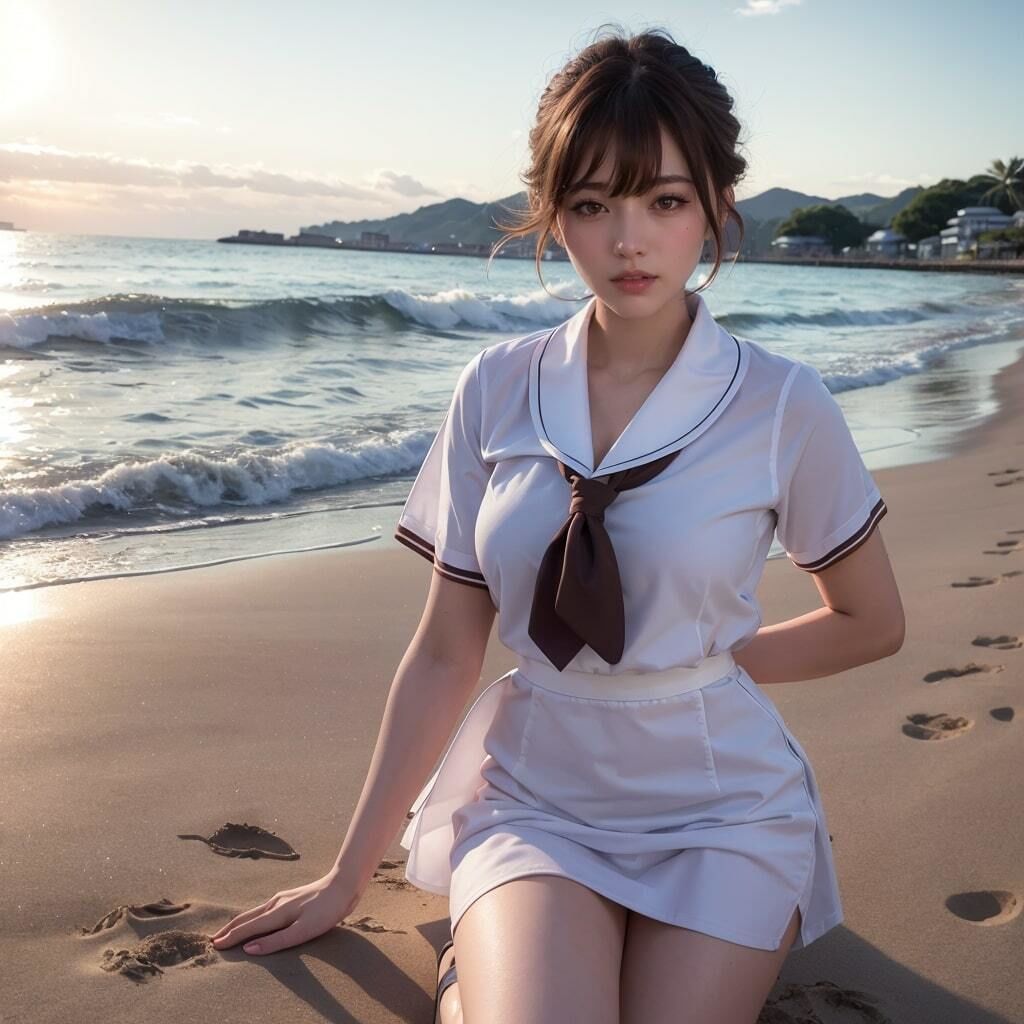 ショートカット美女が下着＆制服＆水着＆バニー姿で魅せる美しいバストラインコレクション10