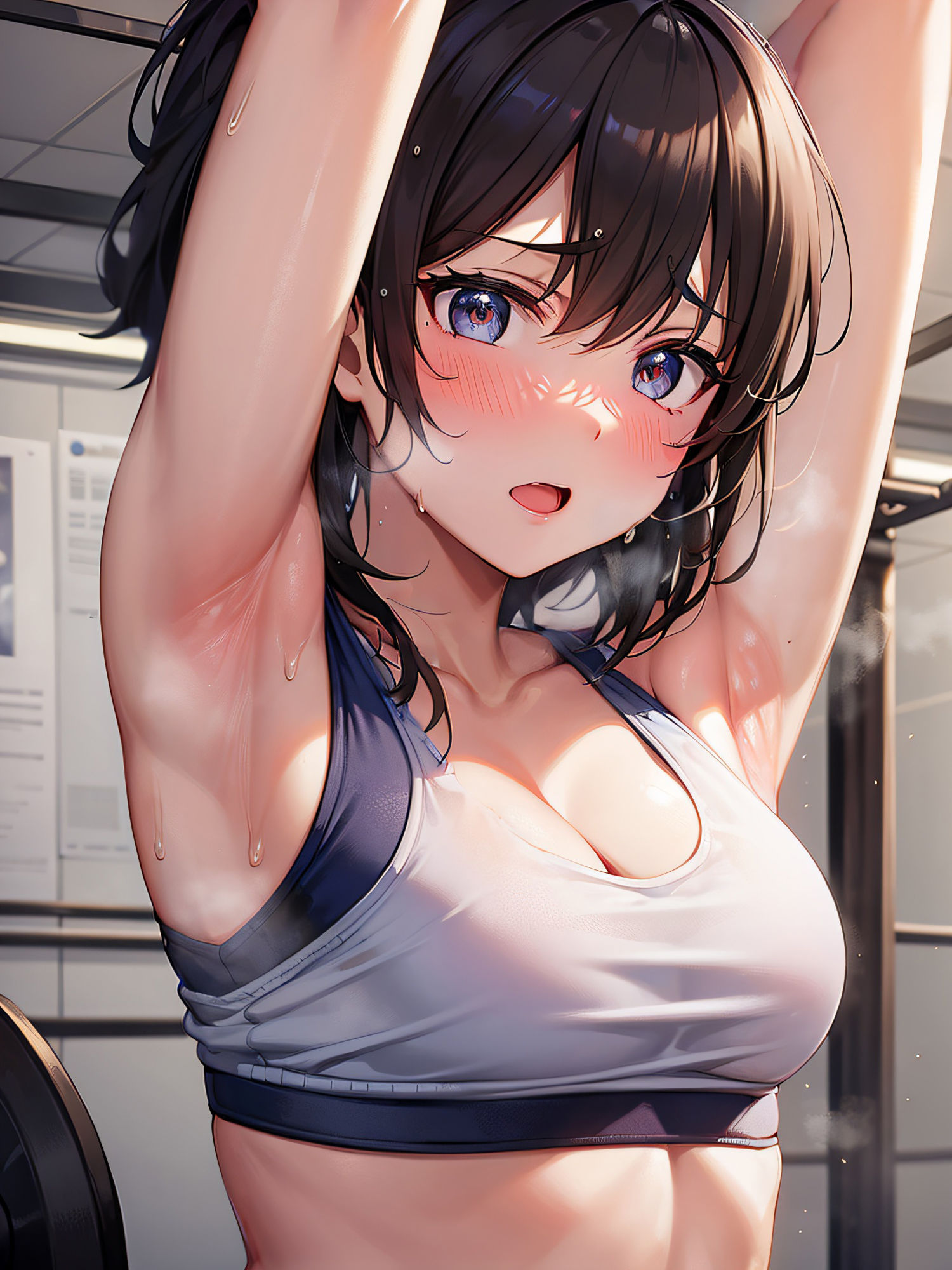 ジムで汗だくの腋を見せてとお願いしたら恥ずかしがりながら見せてくれました1