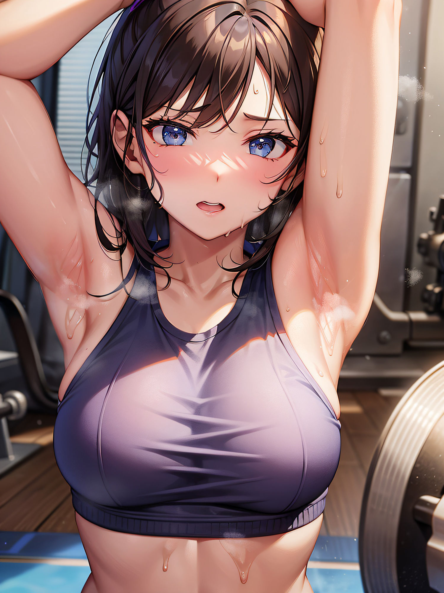 ジムで汗だくの腋を見せてとお願いしたら恥ずかしがりながら見せてくれました2