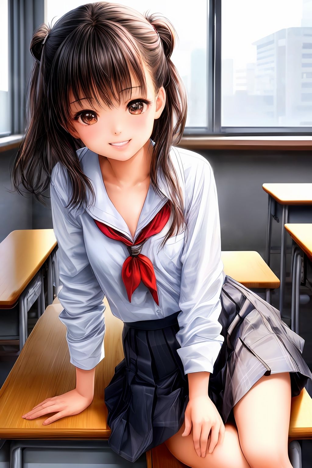 ツルペタ貧乳JKと教室セックス1