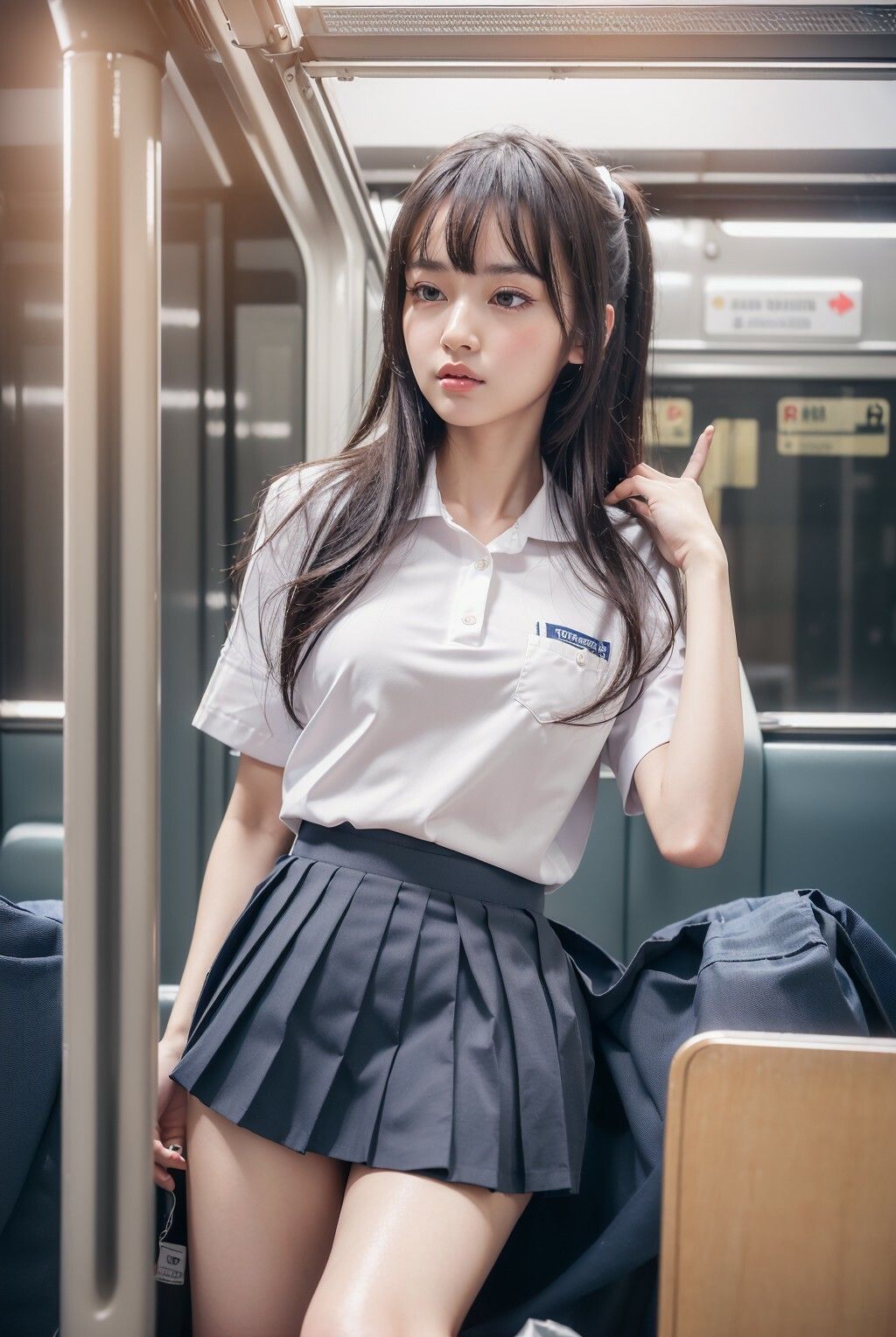 制服女子 電車でパンチラ3