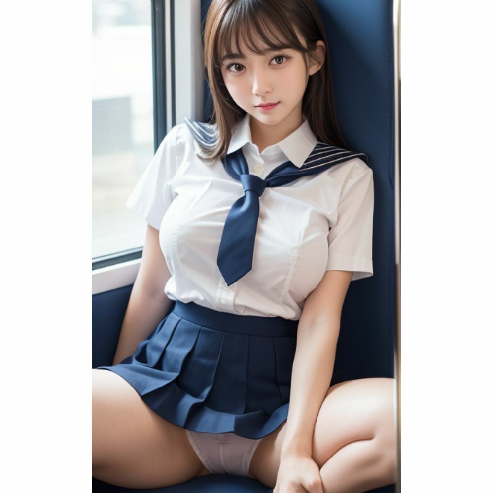 制服痴女 「 ねぇ、なんで私の前に座ったの？」 電車6