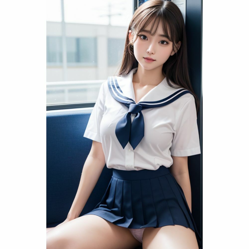 制服痴女 「 ねぇ、なんで私の前に座ったの？」 電車9
