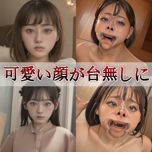 可愛い女の子の顔面崩壊ビフォーアフター〜鼻フック＆アングルワイダー編〜1