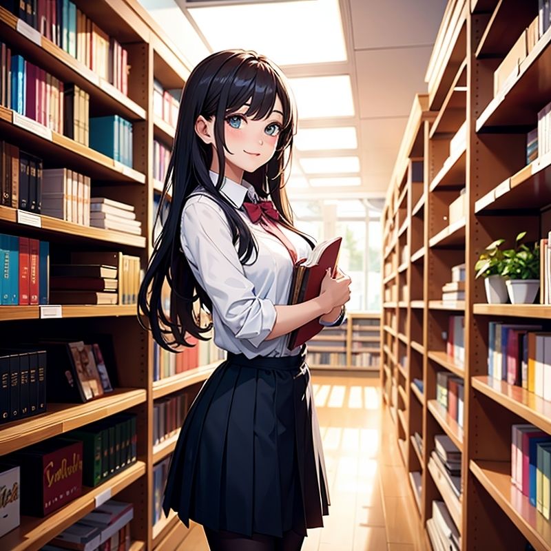 図書館の本の匂いでHになる美女1