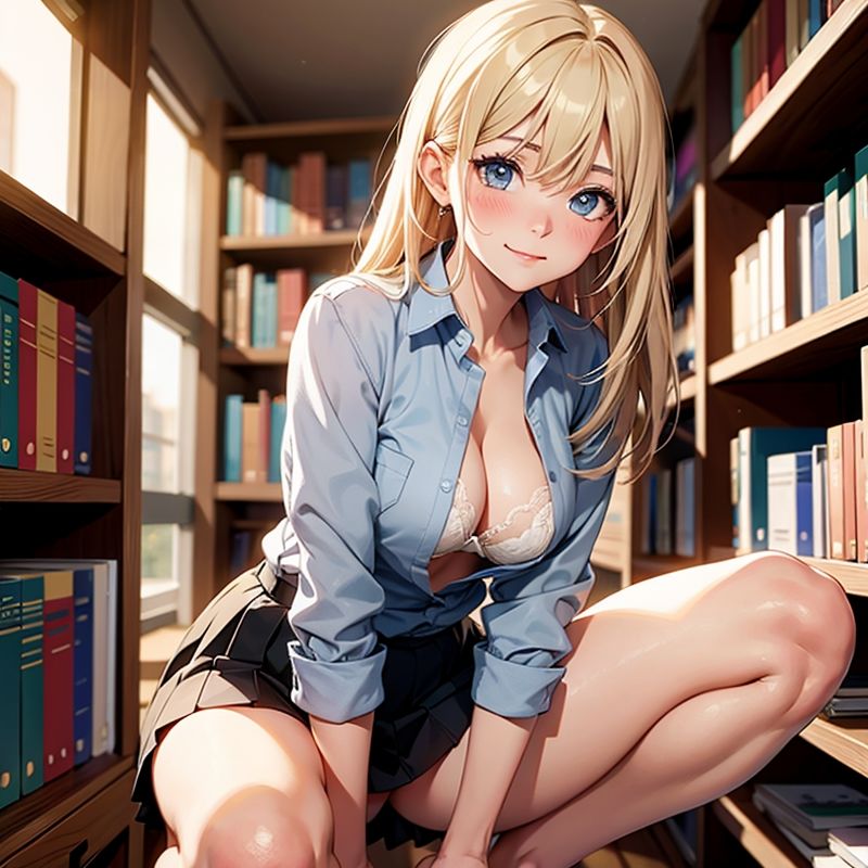 図書館の本の匂いでHになる美女4