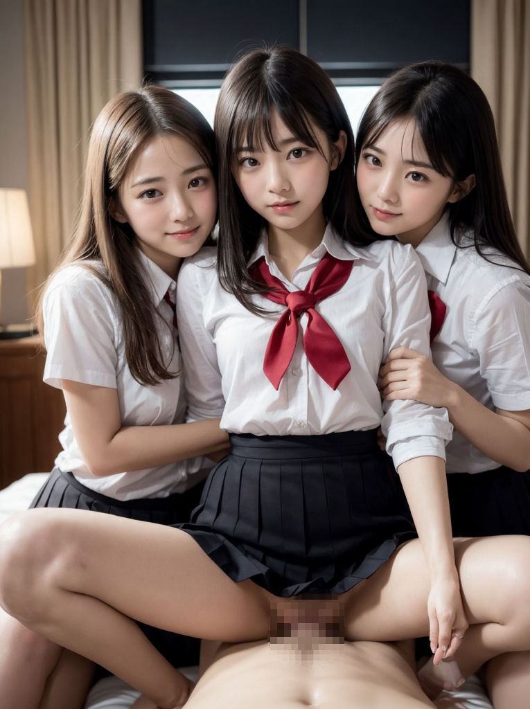 夜のホテルで女子校生ハーレム！【超リアルCG集】8