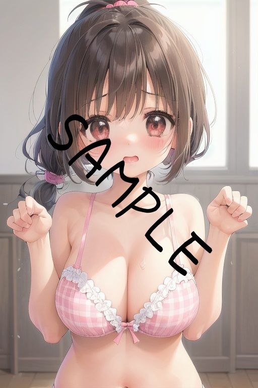 女の子とピンクのブラ1