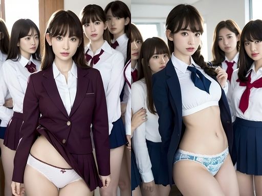 女学生たちのたくし上げパンチラ！3