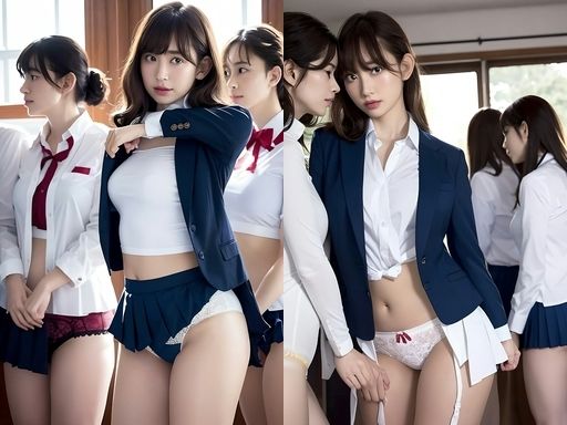 女学生たちのたくし上げパンチラ！4