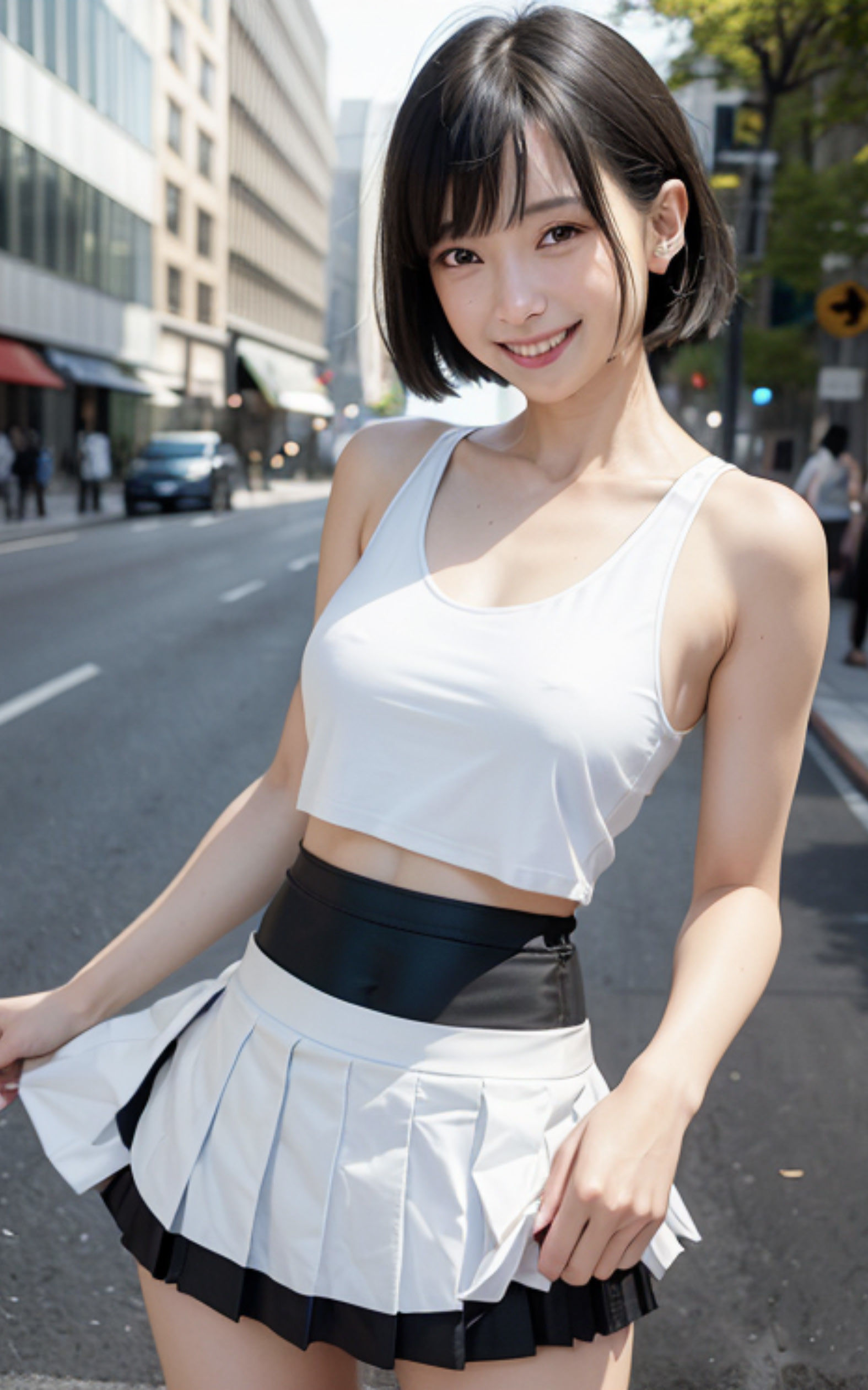 街中で出会った巨乳でノースリーブな美女の街角スナップ写真集【AI妄想グラビア写真集】1