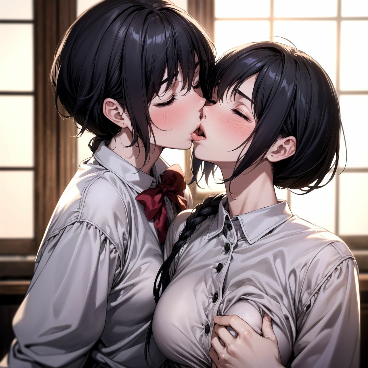 【百合】女子校生がキスするイラスト集1