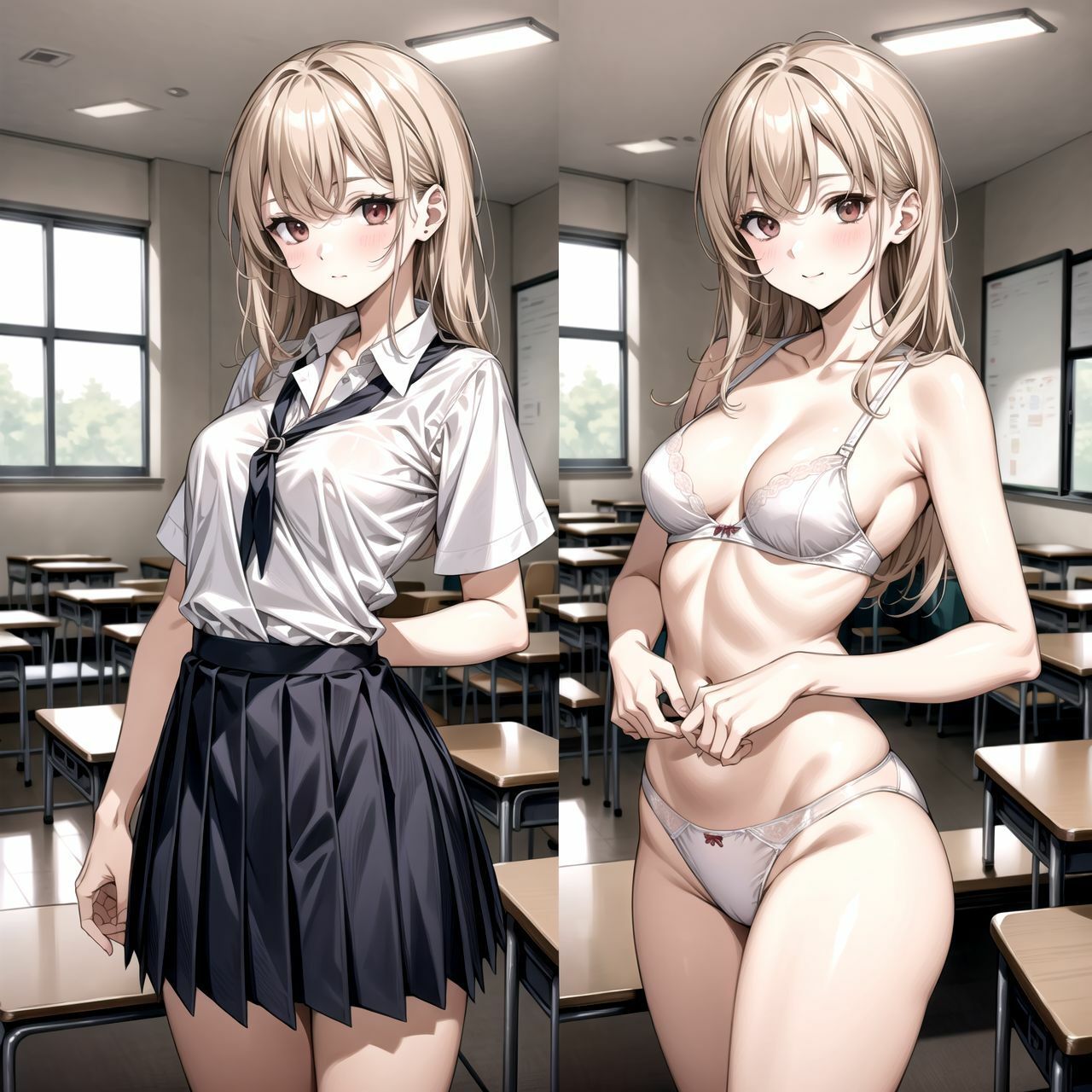 せっかく透視カメラを手に入れたので同級生の制服JKを撮って下着姿にした 382枚1