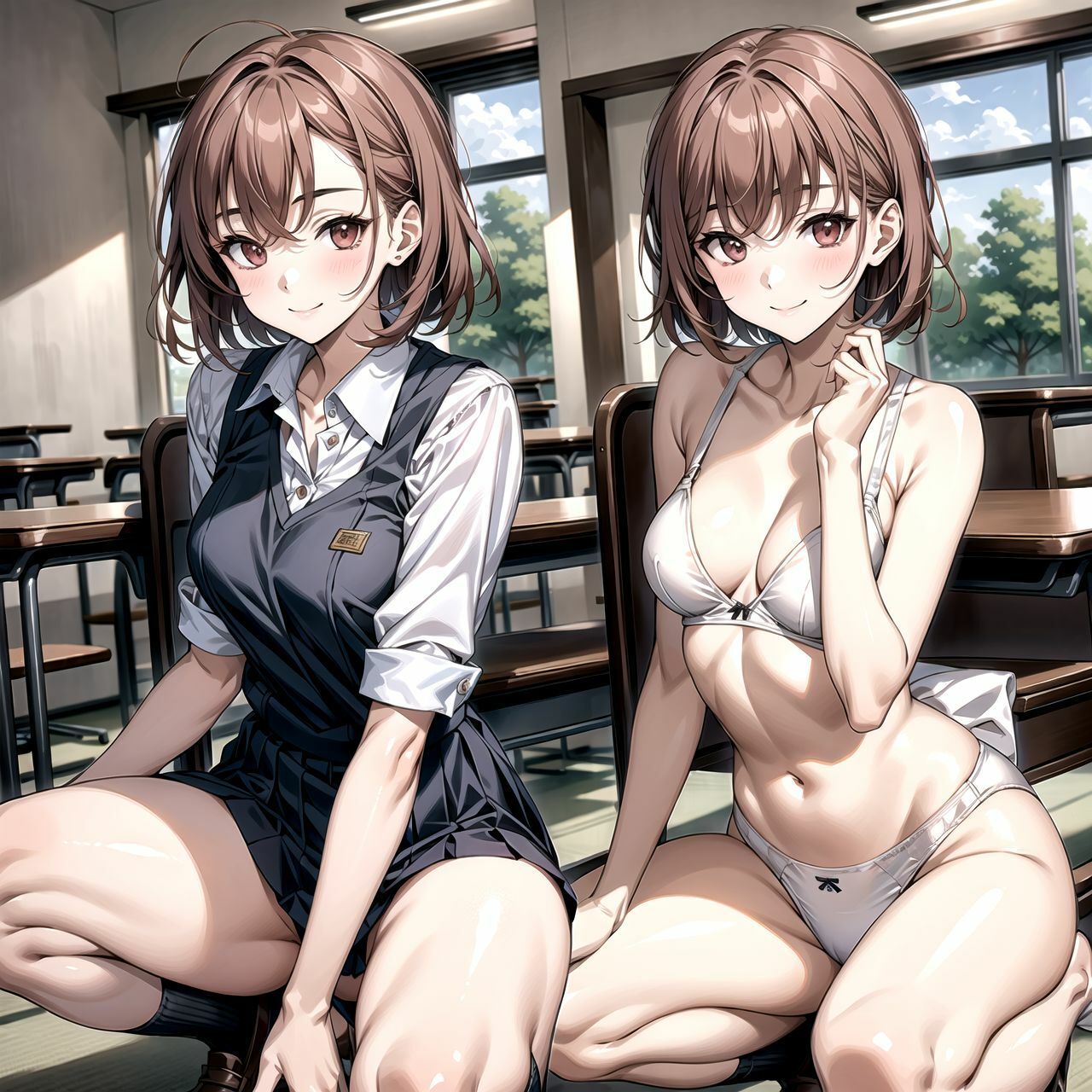 せっかく透視カメラを手に入れたので同級生の制服JKを撮って下着姿にした 382枚4
