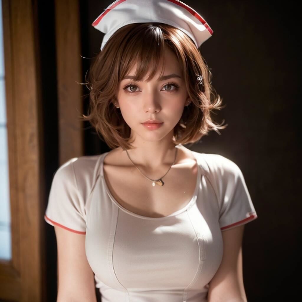 ちょっとHな茶髪ナースの美しいおっぱいヌード1