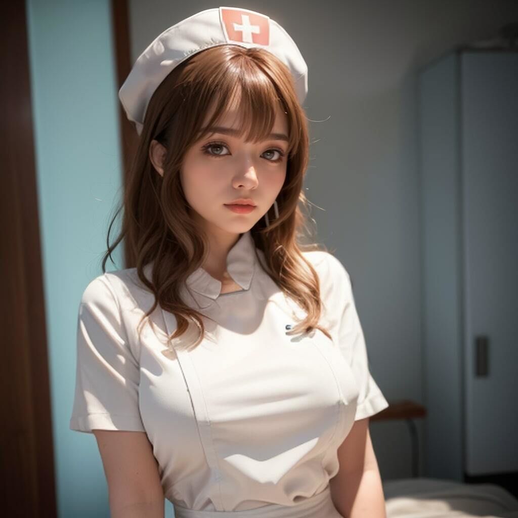 ちょっとHな茶髪ナースの美しいおっぱいヌード3