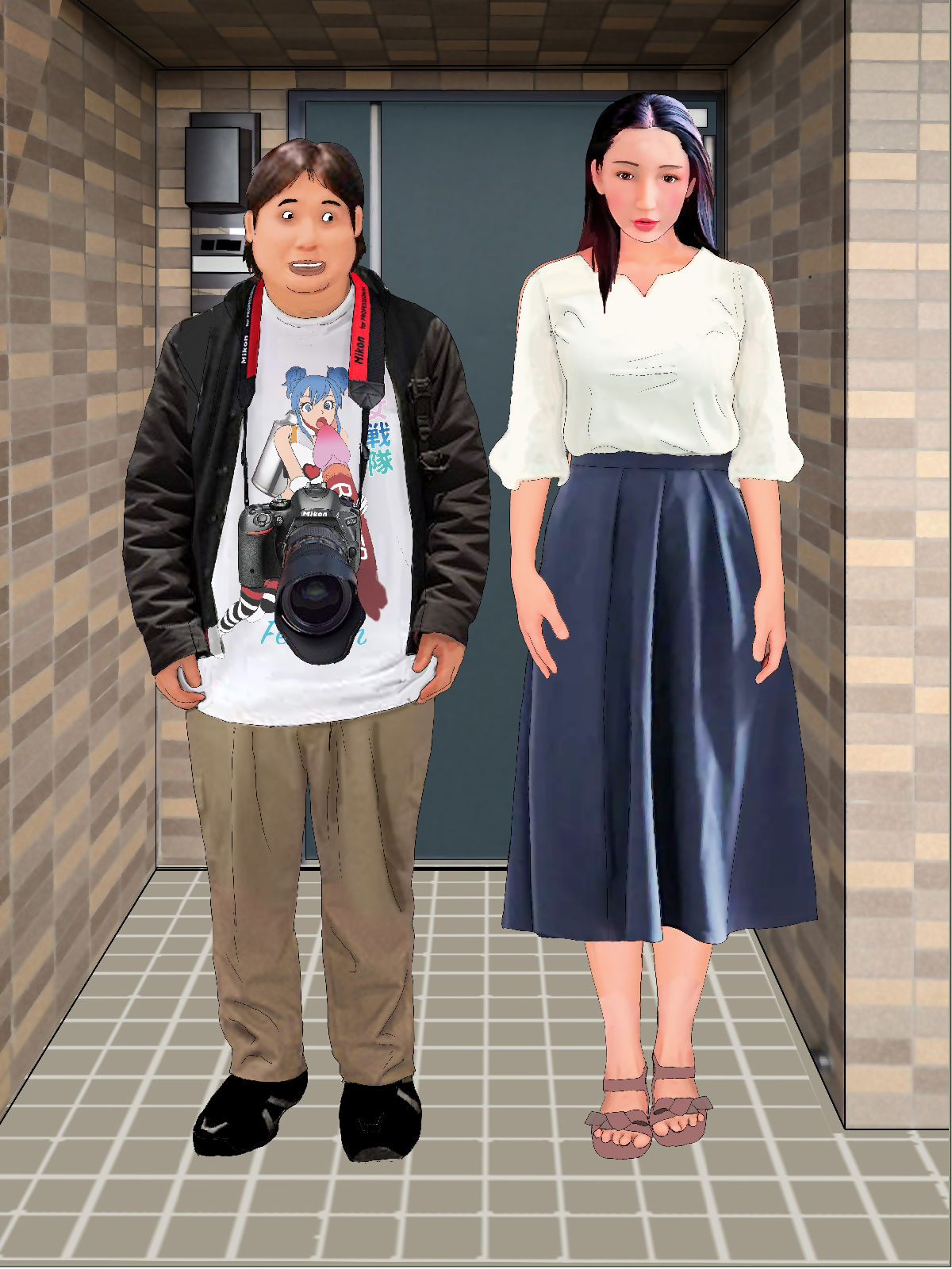 下着図鑑風着せ替え絵本『ちはる28歳』4隣のオタクの言いなり編 メイド服1