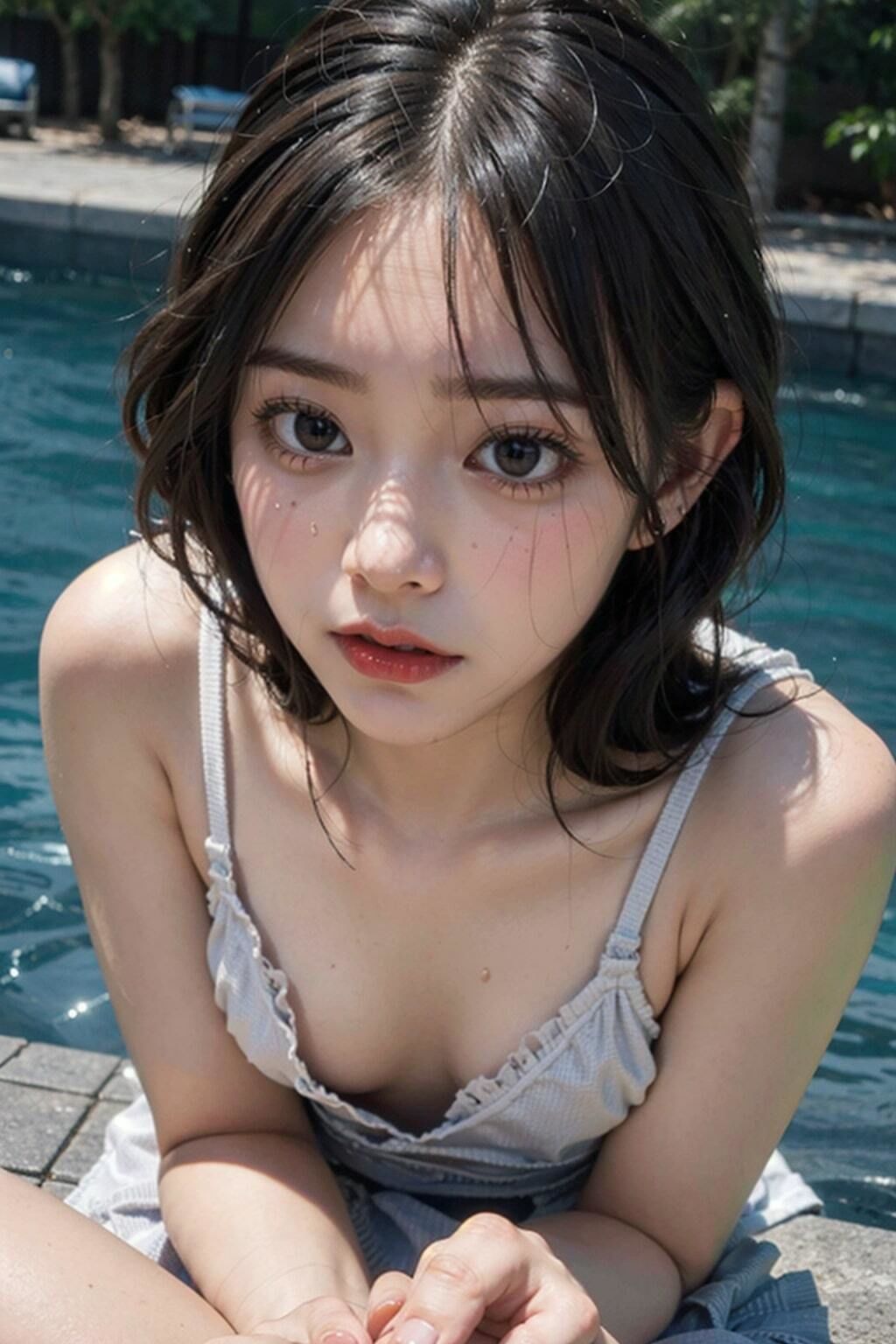 巨乳輪ハーフの女友達とプライベートプールえっち8