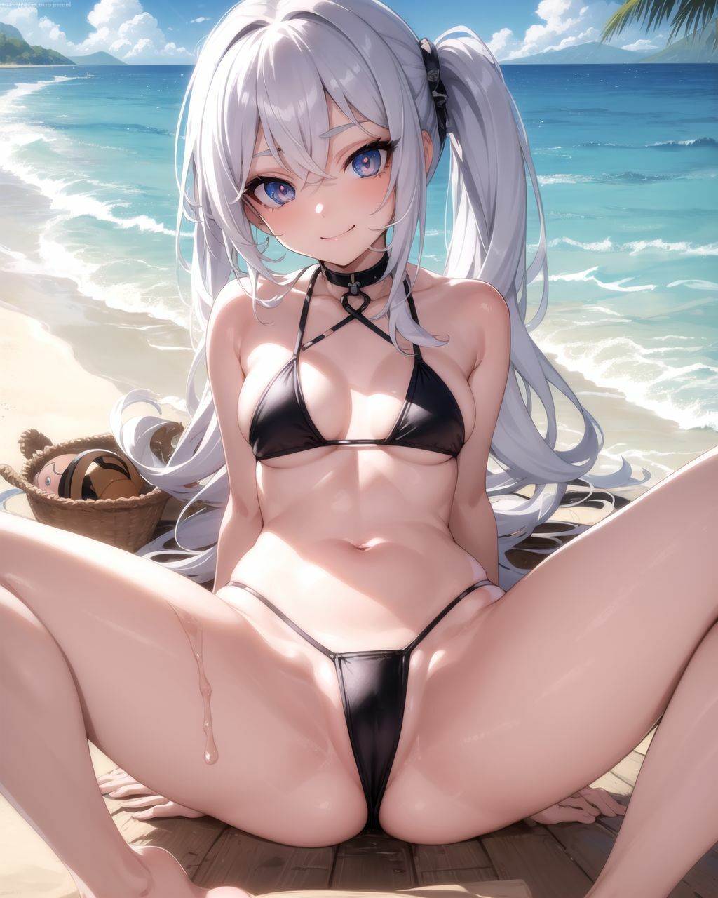 砂浜で遊んでるビキニの女の子がお股を広げて誘惑してきたから中出しさせてもらいました3