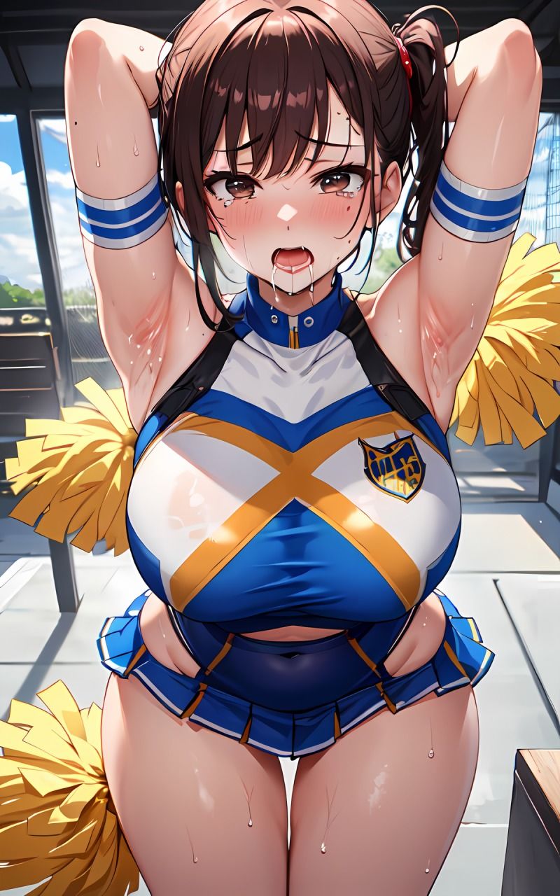 興奮しながら見つめてくるチアガールのワキを堪能する1