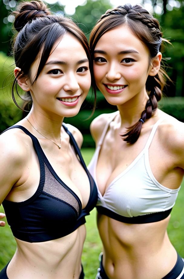 ［AI双子］ジムで！公園で！どこでも！健康的スポート美少女と全力射精で全身ドロッドロ5