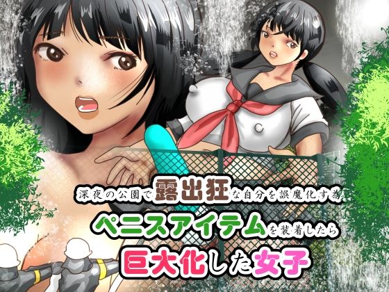 【深夜の公園で露出狂な自分を誤魔化す為にペニスアイテムを装着したら巨大化した女子】ぼーぼーず