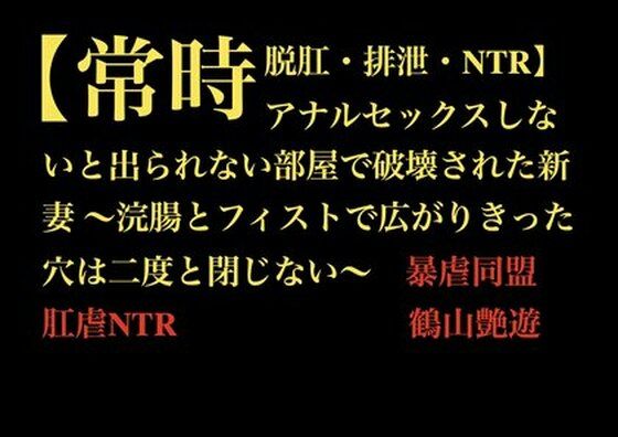 【【常時脱肛・排泄・NTR】アナルセックスしないと出られない部屋で破壊された新妻 〜浣腸とフィストで広がりきった穴は二度と閉じない〜】暴虐同盟