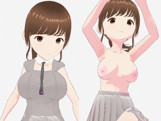 【グレーと茶色の真ん中のような色の服のお姉さん（セリフなし  3DCGモデル  イラスト集）】シックススイートナイン