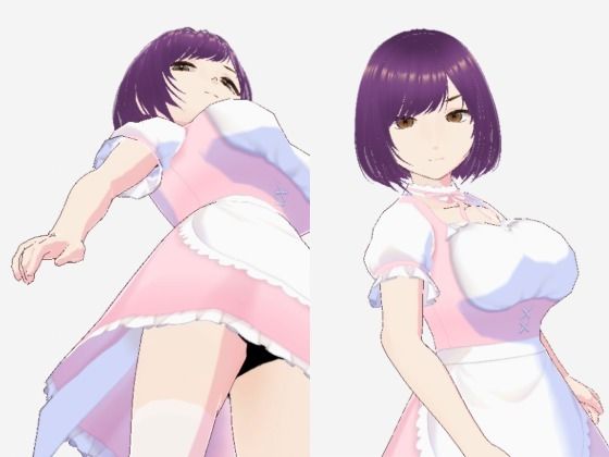 【パープルヘアの巨乳の女性（セリフなし  3DCGモデル  イラスト集）】アフェアーアモーレ