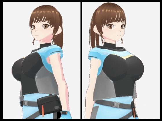 【水色の服を着た巨乳のお姉さん（セリフなし  3DCGモデル  イラスト集）】シックススイートナイン