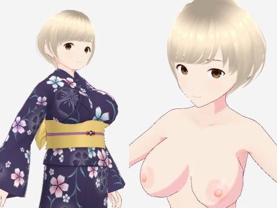 【ショートヘアの浴衣のお姉さん（セリフなし  3DCGモデル  イラスト集）】パイアールフロンティア