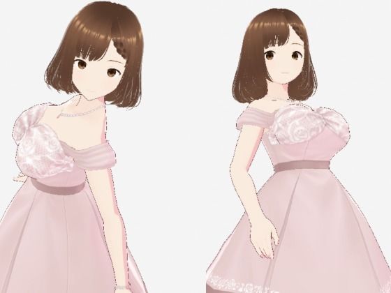 【ベージュのワンピースを着たお姉さん（セリフなし  3DCGモデル  イラスト集）】シックススイートナイン