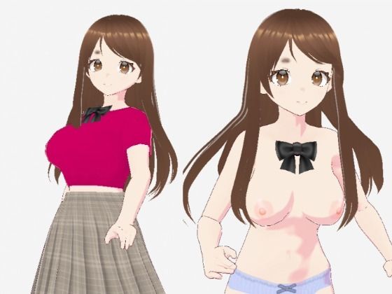 【赤いシャツに蝶ネクタイの巨乳美女（セリフなし  3DCGモデル  イラスト集）】アフェアーアモーレ