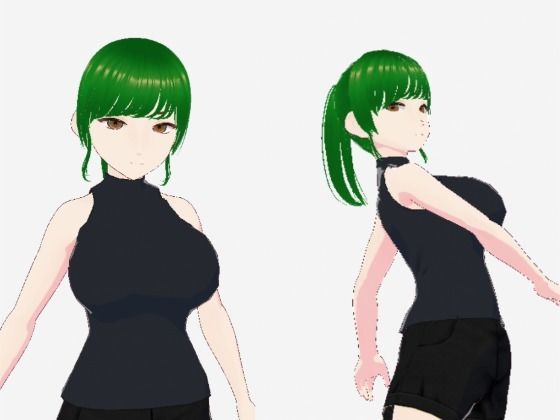 【グリーンヘアーのツンデレ美女（セリフなし  3DCGモデル  イラスト集）】ファンタスセレブリティ